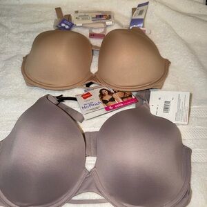 2 NWT Hanes Signature "No Pinch" Underwire Bra Cooling  L+ 36-38 Band DD Cup